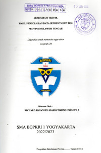 TUGAS AKHIR GEOGRAFI : DEMOGRAFI TEKNIK HASIL PENGOLAHAN DATA SENSUS 2020 PROVINSI SULAWESI TENGAH