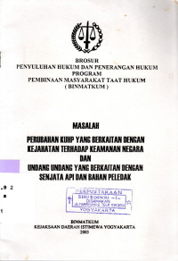 MASALAH PERUBAHAN KUHP YANG BERKAITAN DENGAN KEJAHATAN... : BROSUR PENYULUHAN HUKUM DAN PENERANGAN HUKUM PROGRAM BINMATKUM